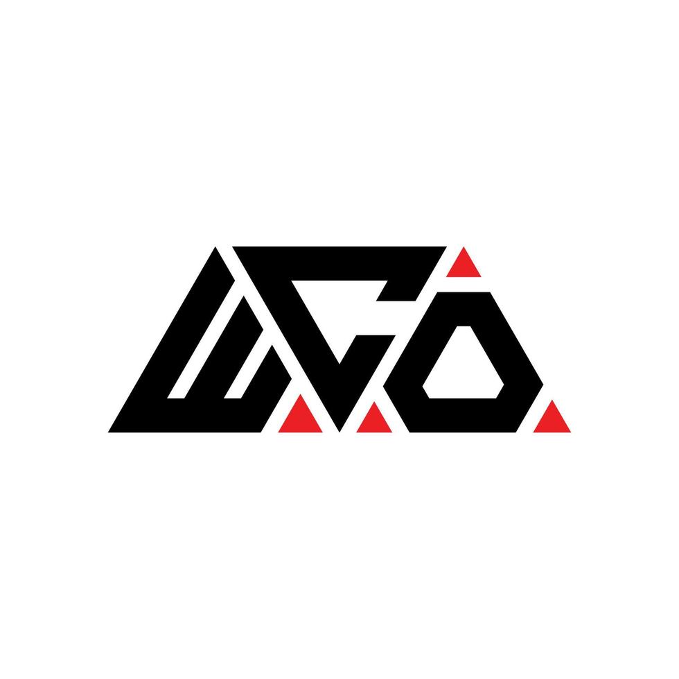 diseño de logotipo de letra triangular wco con forma de triángulo. monograma de diseño del logotipo del triángulo wco. plantilla de logotipo de vector de triángulo wco con color rojo. logotipo triangular wco logotipo simple, elegante y lujoso. wco