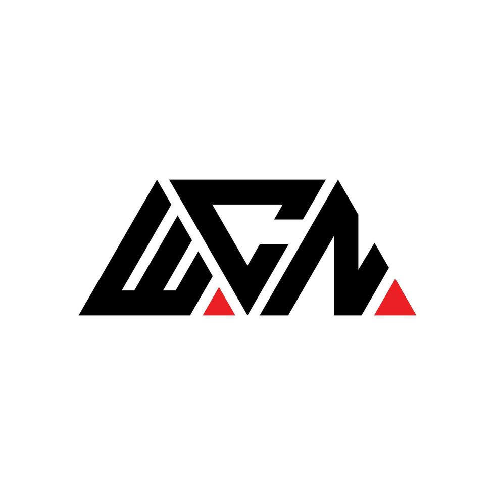 WCN triangle letter logo design with triangle shape. WCN triangle logo design monogram. WCN triangle vector logo template with red color. WCN triangular logo Simple, Elegant, and Luxurious Logo. WCN