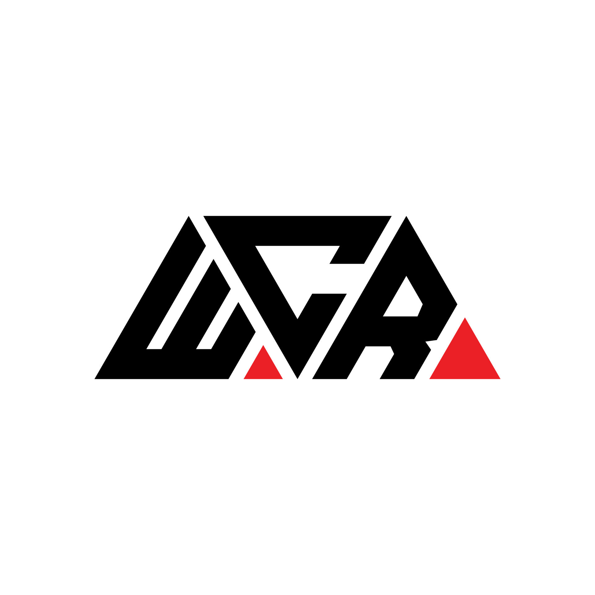 WCR triangle letter logo design with triangle shape. WCR triangle logo