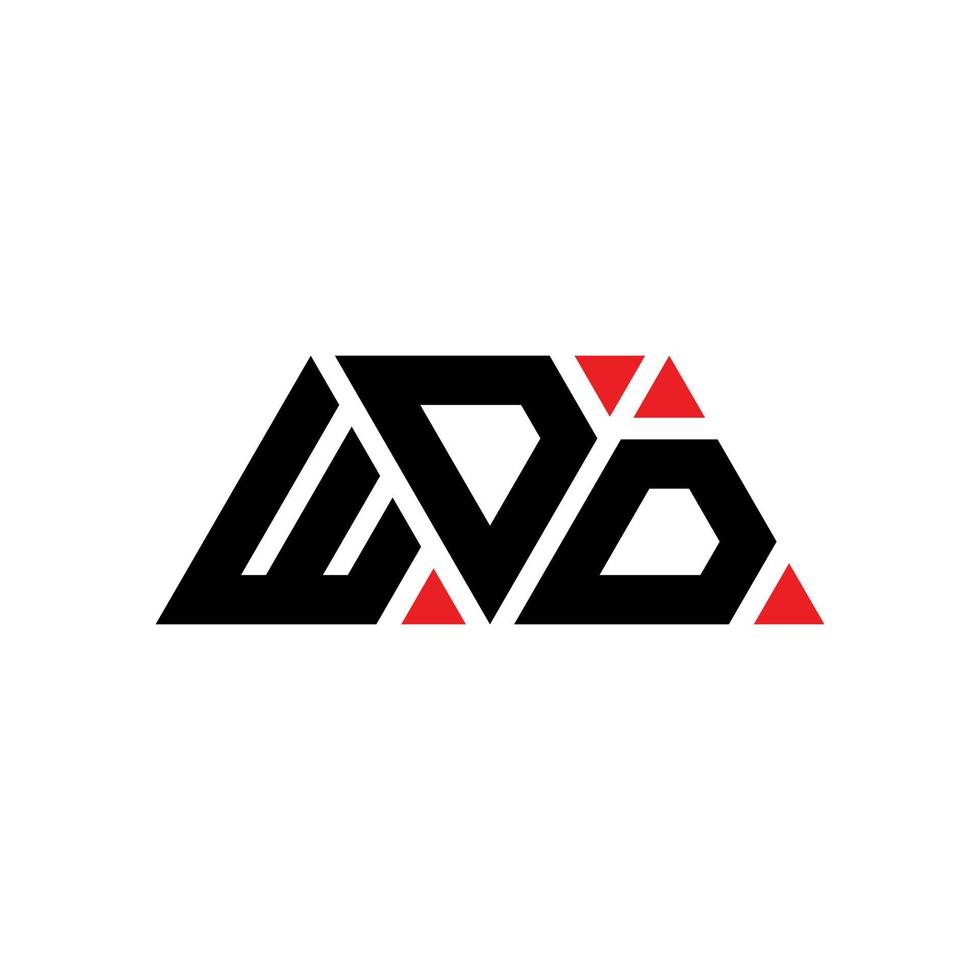 WDD triangle letter logo design with triangle shape. WDD triangle logo design monogram. WDD triangle vector logo template with red color. WDD triangular logo Simple, Elegant, and Luxurious Logo. WDD