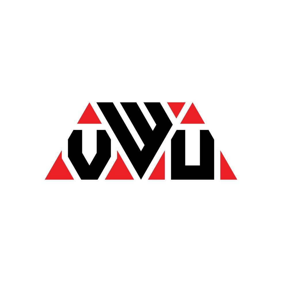 VWU triangle letter logo design with triangle shape. VWU triangle logo design monogram. VWU triangle vector logo template with red color. VWU triangular logo Simple, Elegant, and Luxurious Logo. VWU