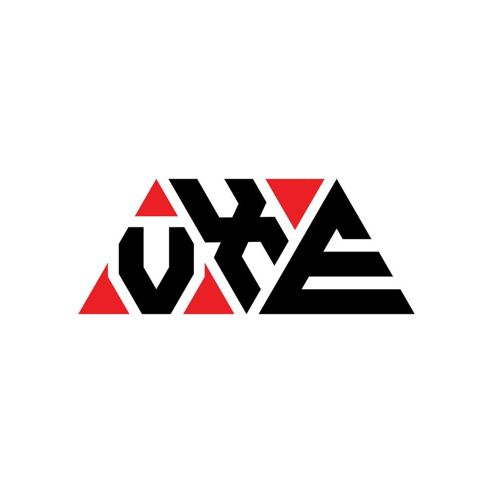 VXE triangle letter logo design with triangle shape. VXE triangle logo design monogram. VXE triangle vector logo template with red color. VXE triangular logo Simple, Elegant, and Luxurious Logo. VXE