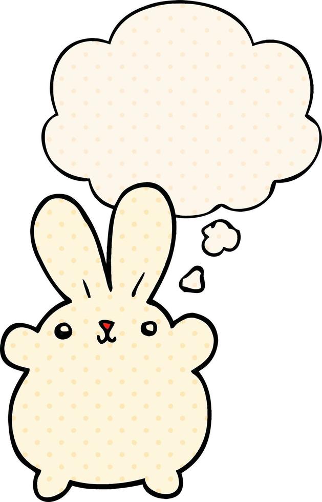 cute cartoon rabbit and thought bubble in comic book style vector