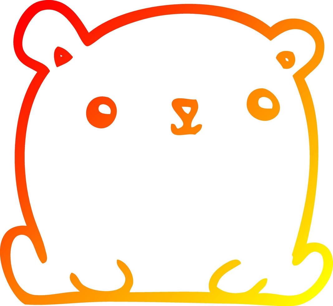 warm gradient line drawing cute cartoon bear vector