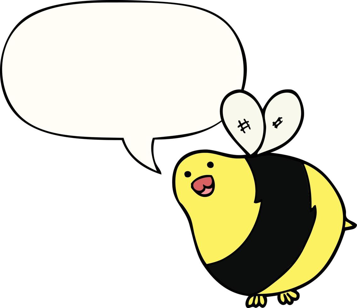 caricatura, abeja, y, burbuja del discurso vector