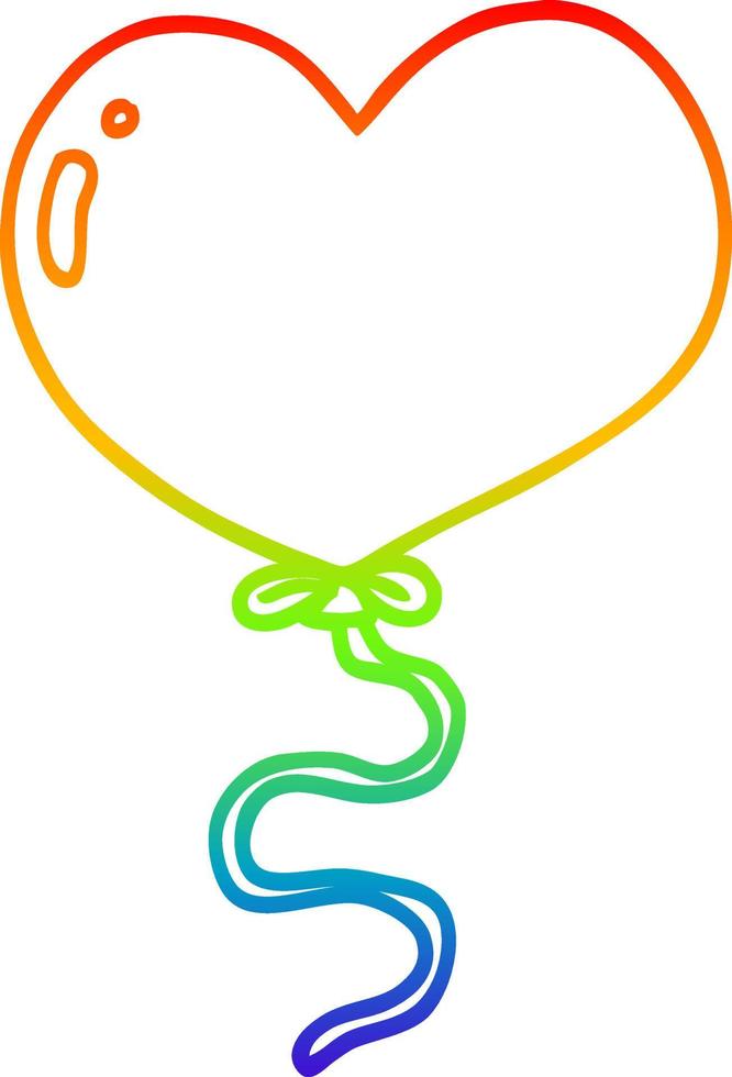 rainbow gradient line drawing cartoon love heart balloon vector