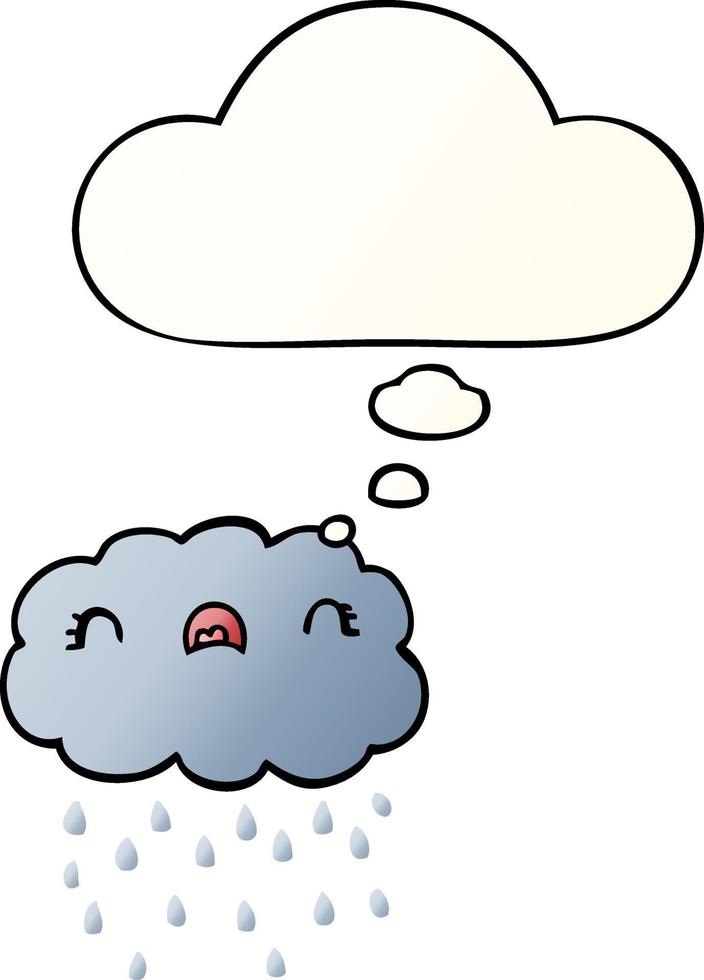 cute cartoon cloud and thought bubble in smooth gradient style vector