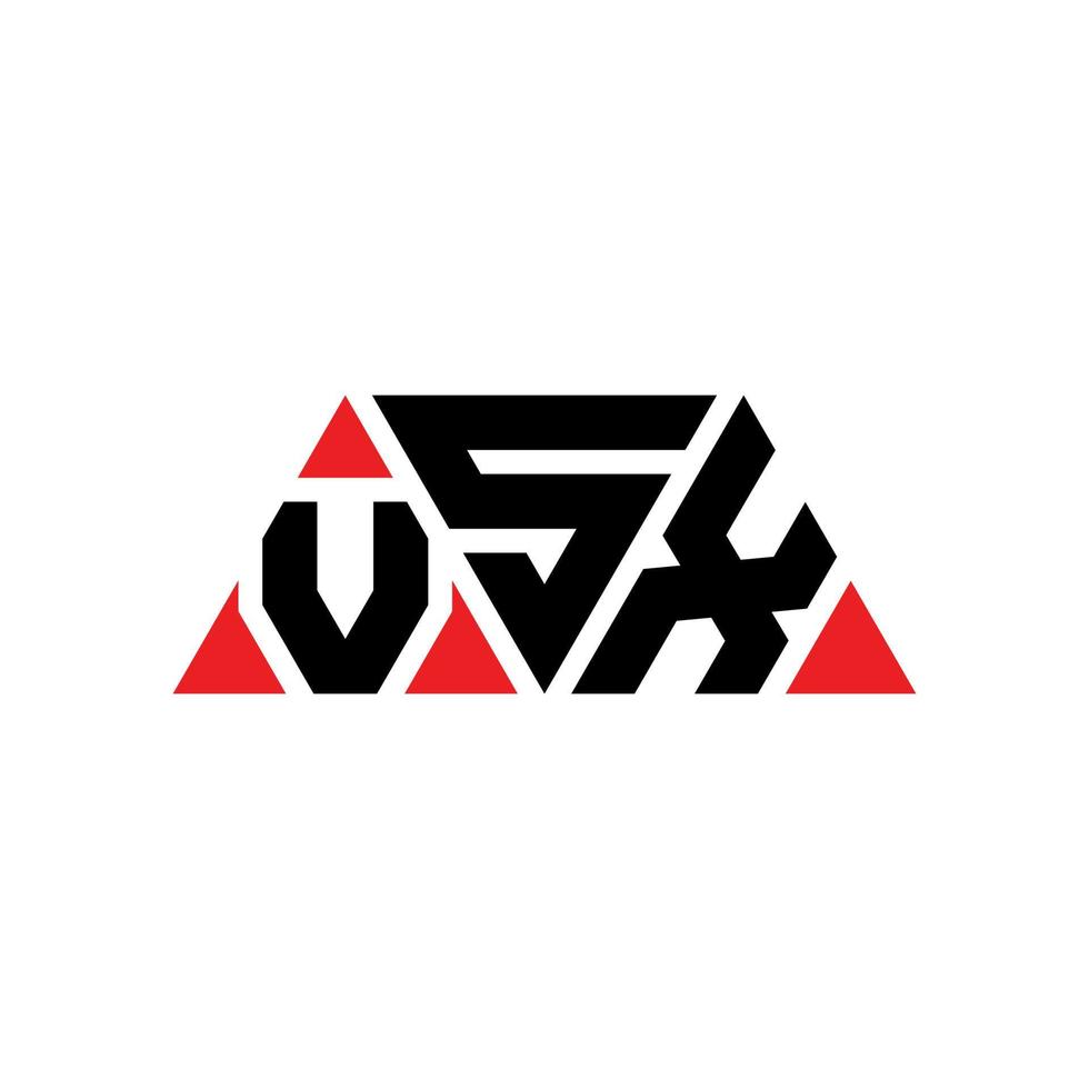 VSX triangle letter logo design with triangle shape. VSX triangle logo design monogram. VSX triangle vector logo template with red color. VSX triangular logo Simple, Elegant, and Luxurious Logo. VSX