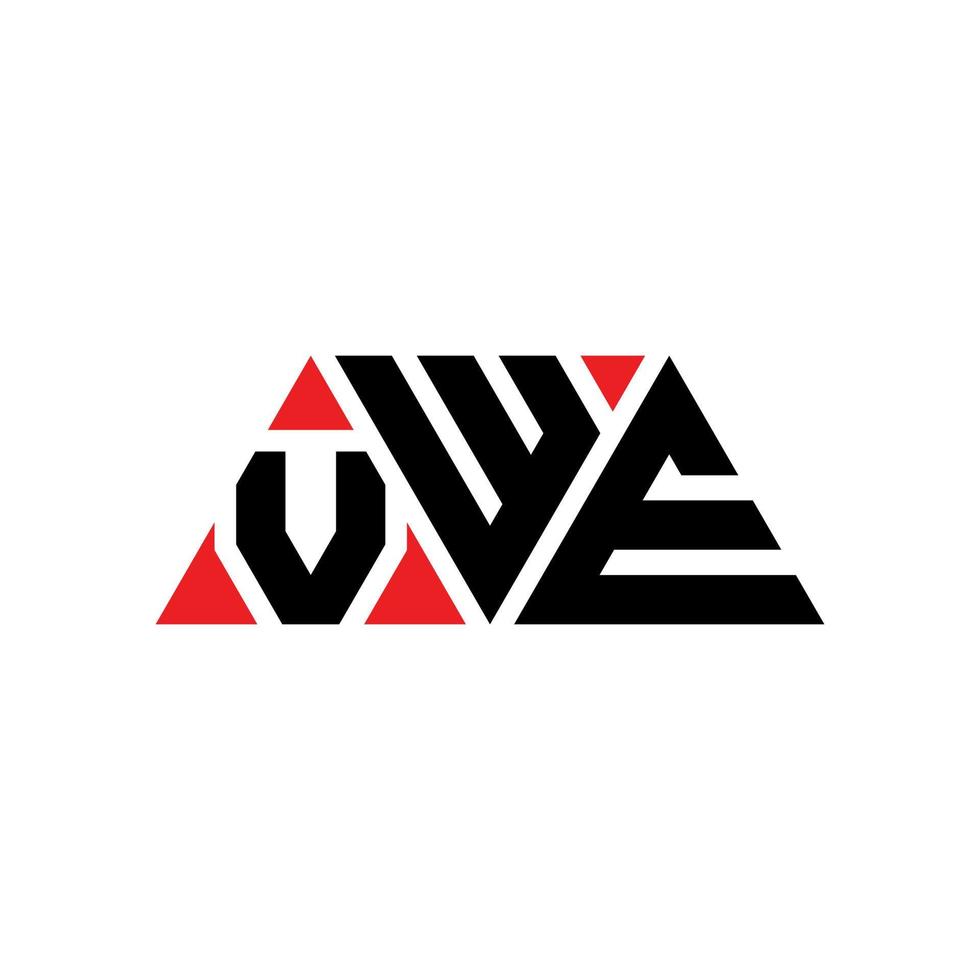 VWE triangle letter logo design with triangle shape. VWE triangle logo design monogram. VWE triangle vector logo template with red color. VWE triangular logo Simple, Elegant, and Luxurious Logo. VWE