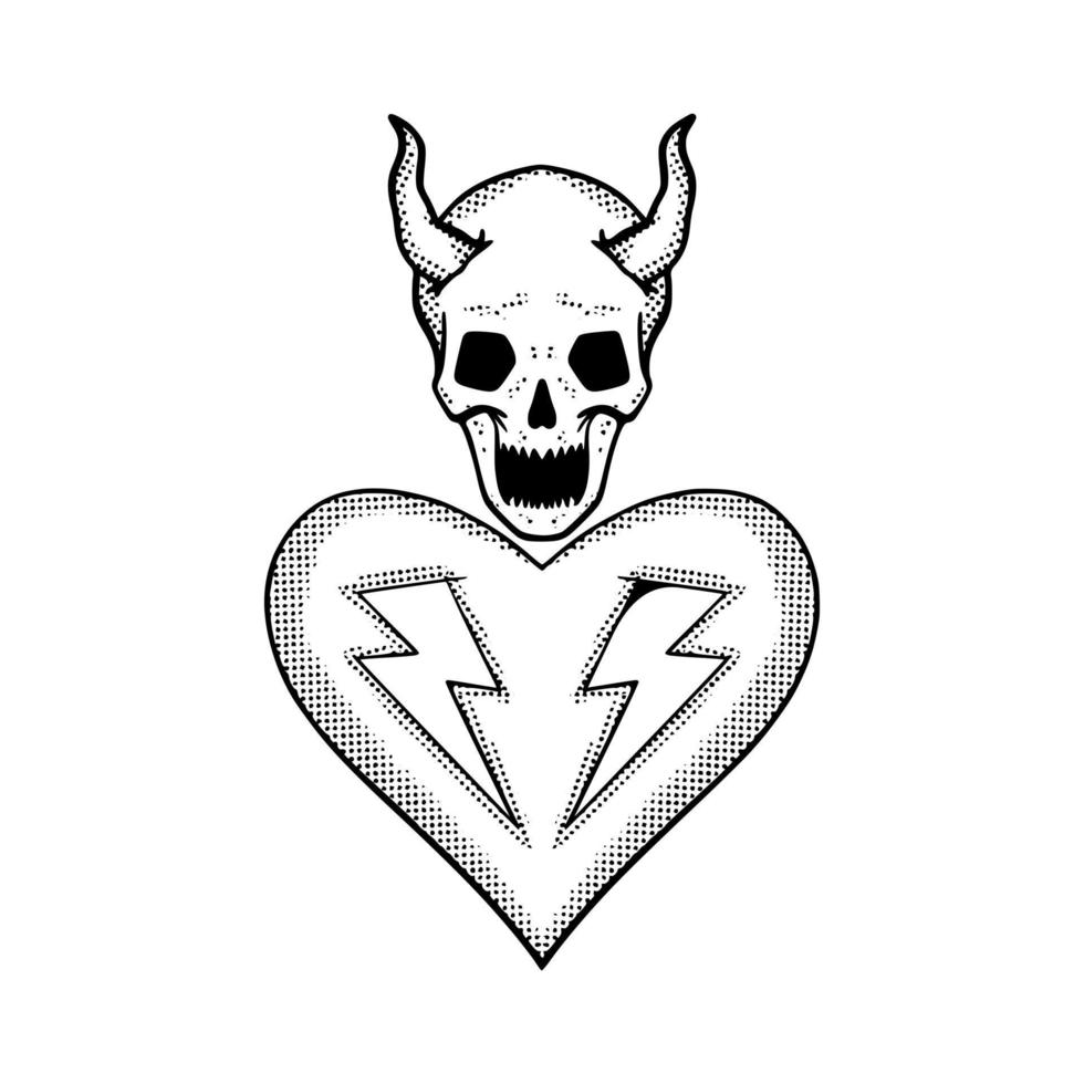 vector de ilustración de amor de cráneo para imprimir en camiseta, póster, logotipo, pegatinas, etc.