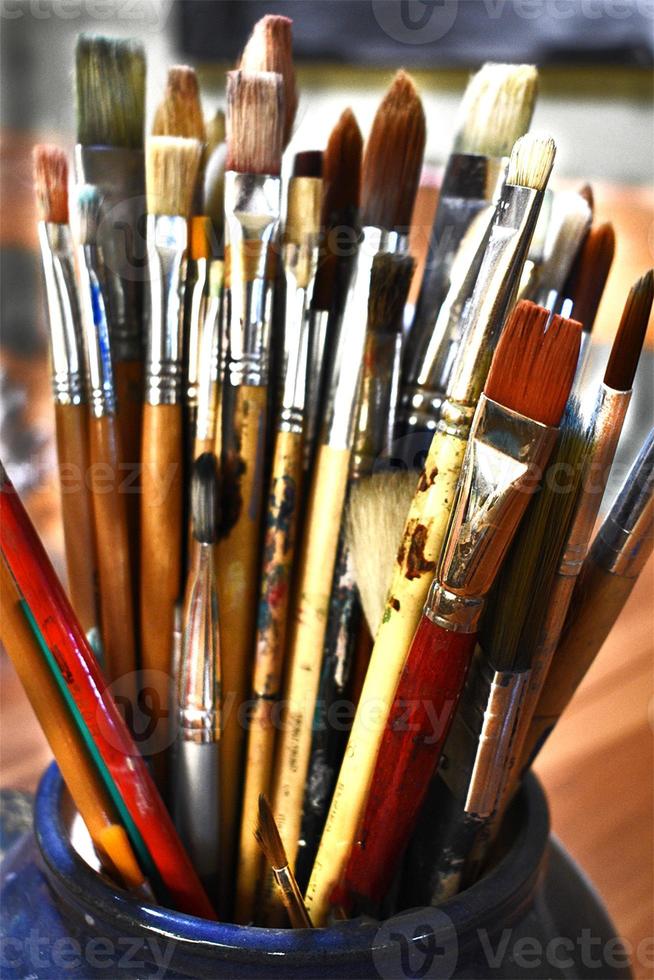 Close-up Collection of Paintbrushes photo