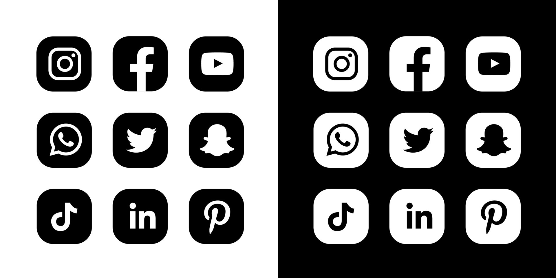 Social Media Icons Black And White Vector Art, Icons, and Graphics for Free  Download