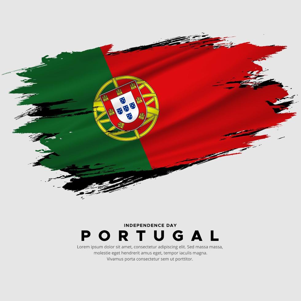 nuevo diseño del vector del día de la independencia de portugal. bandera de portugal con vector de pincel abstracto