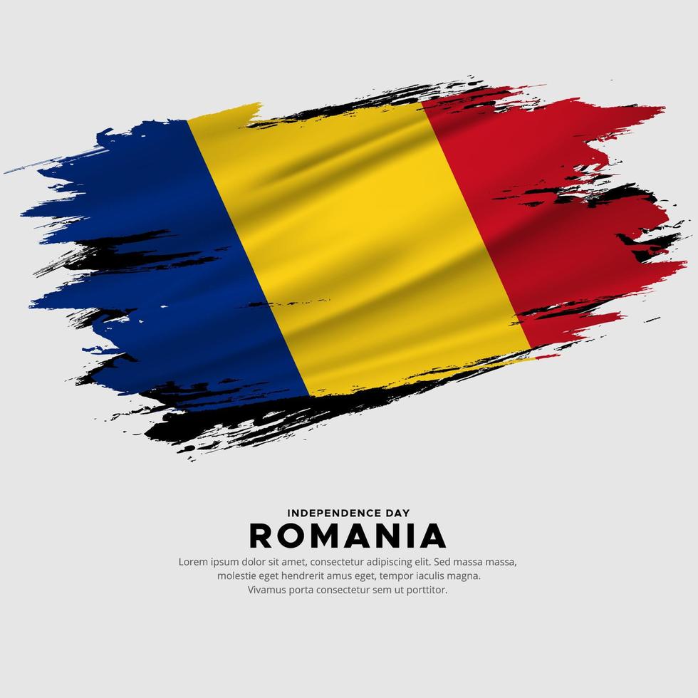 nuevo diseño del vector del día de la independencia de rumania. bandera de rumania con vector de pincel abstracto