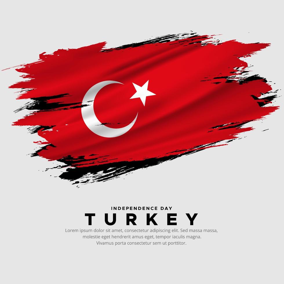 nuevo diseño del vector del día de la independencia de Turquía. bandera de turquía con vector de pincel abstracto