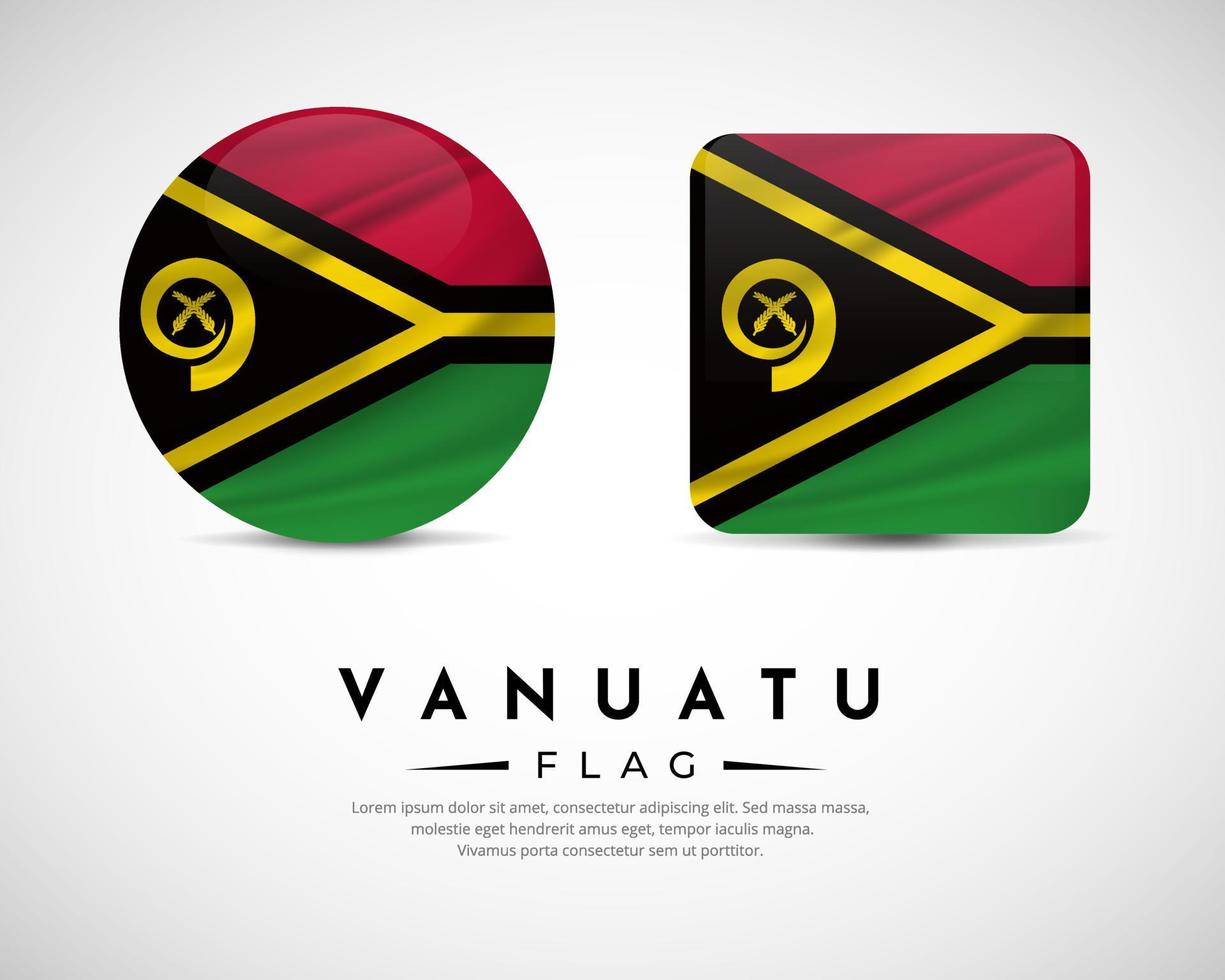 Collection of Vanuatu flag emblem icon. Vanuatu flag symbol icon vector