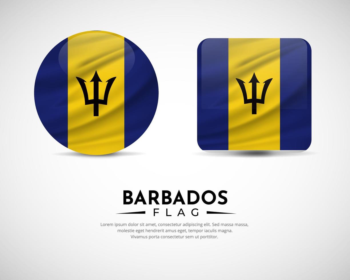 colección de icono del emblema de la bandera de barbados. vector de icono de símbolo de bandera de barbados.