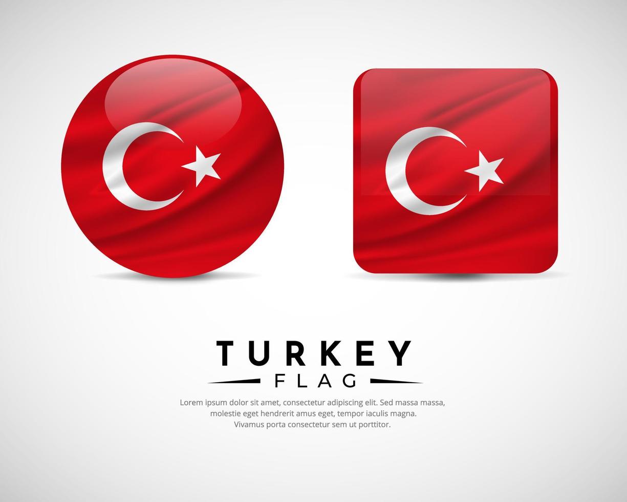 colección de icono del emblema de la bandera de Turquía. Turquía bandera símbolo icono vector