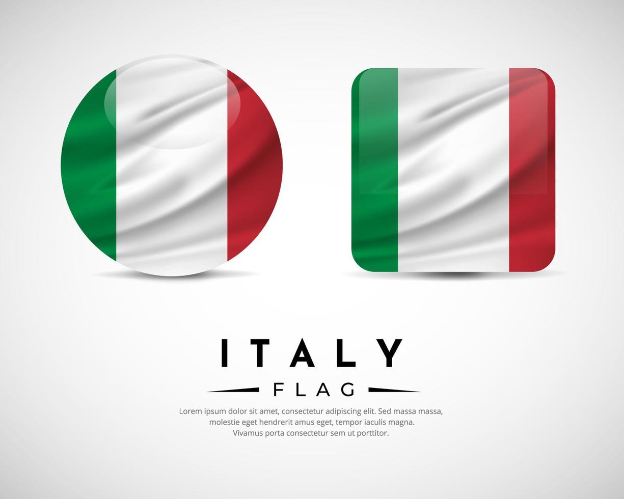 colección de icono del emblema de la bandera de italia. vector de icono de símbolo de bandera de Italia.