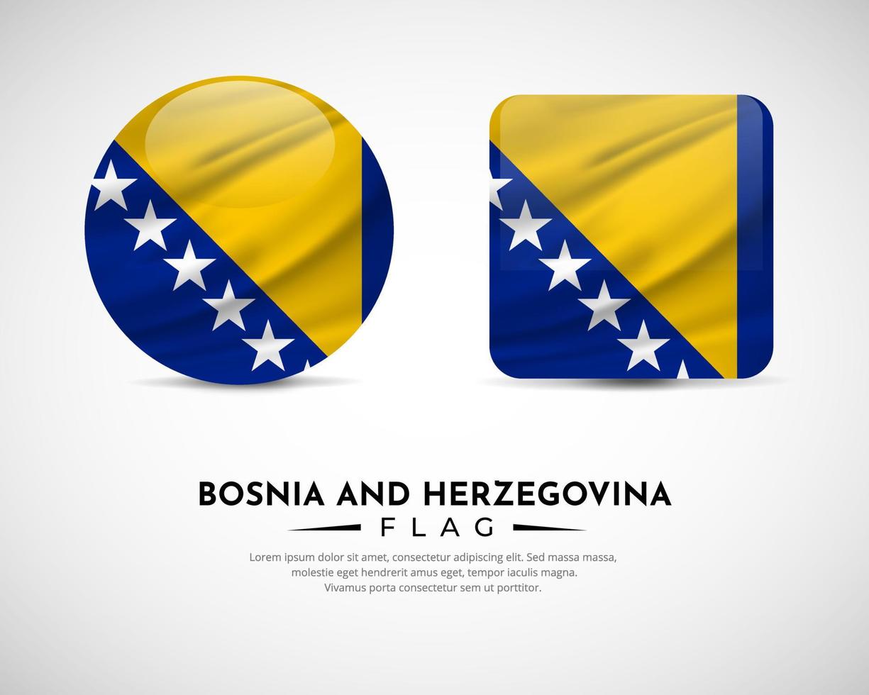 colección de icono del emblema de la bandera de bosnia y herzegovina. vector de icono de símbolo de bandera de bosnia