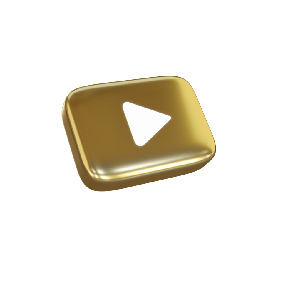 ícone de renderização 3d do youtube dourado png