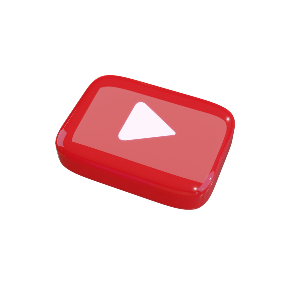 glänsande youtube 3d render ikon png