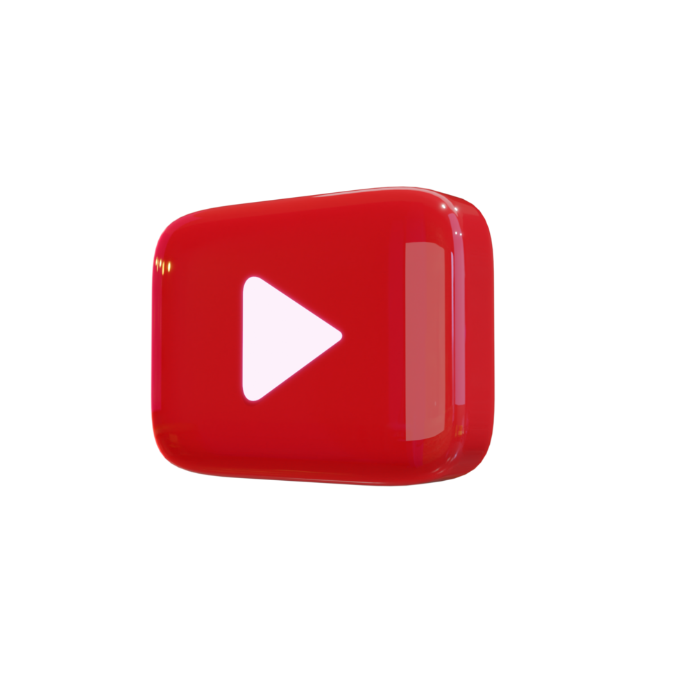 glänsande youtube 3d render ikon png