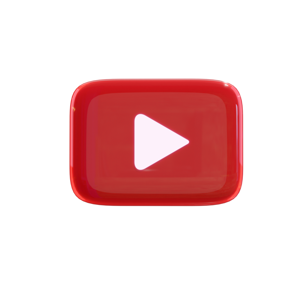 glänsande youtube 3d render ikon png