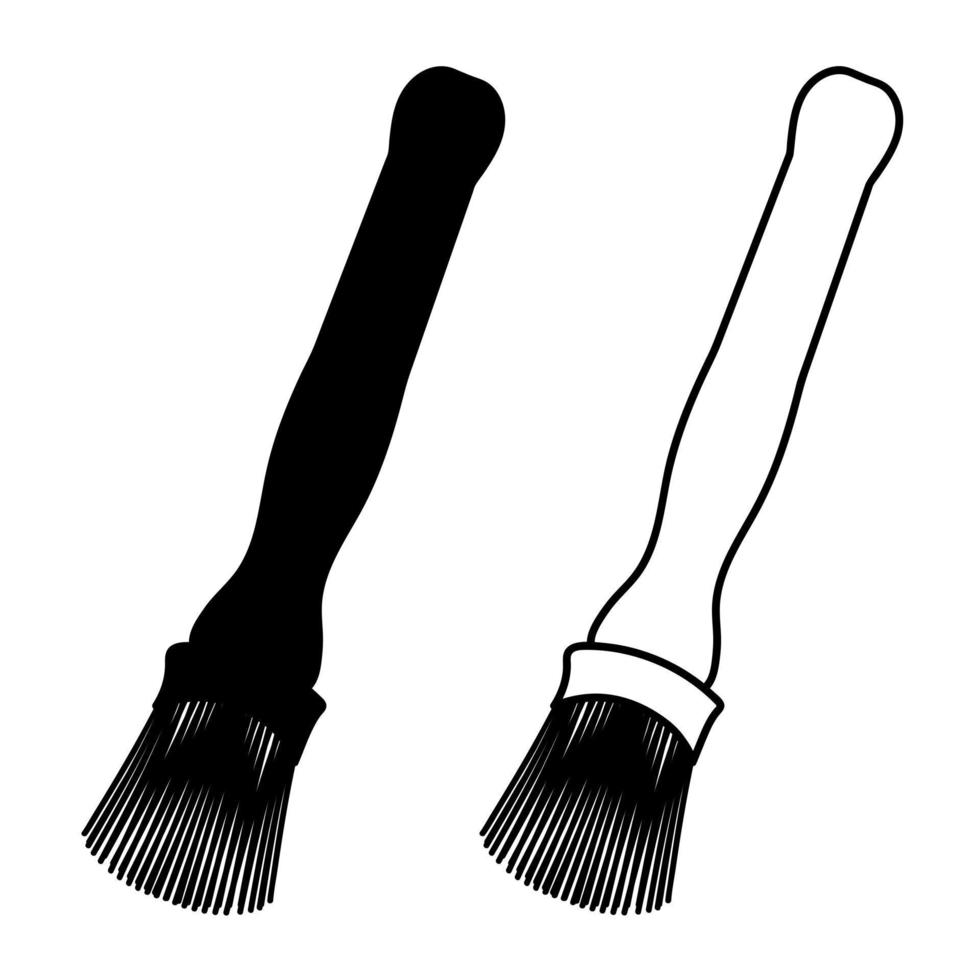 Sketch outline silhouette, brush, tassel, paintbrush, raceme, cluster, maklovitsa. Line style, freehand drawing. vector