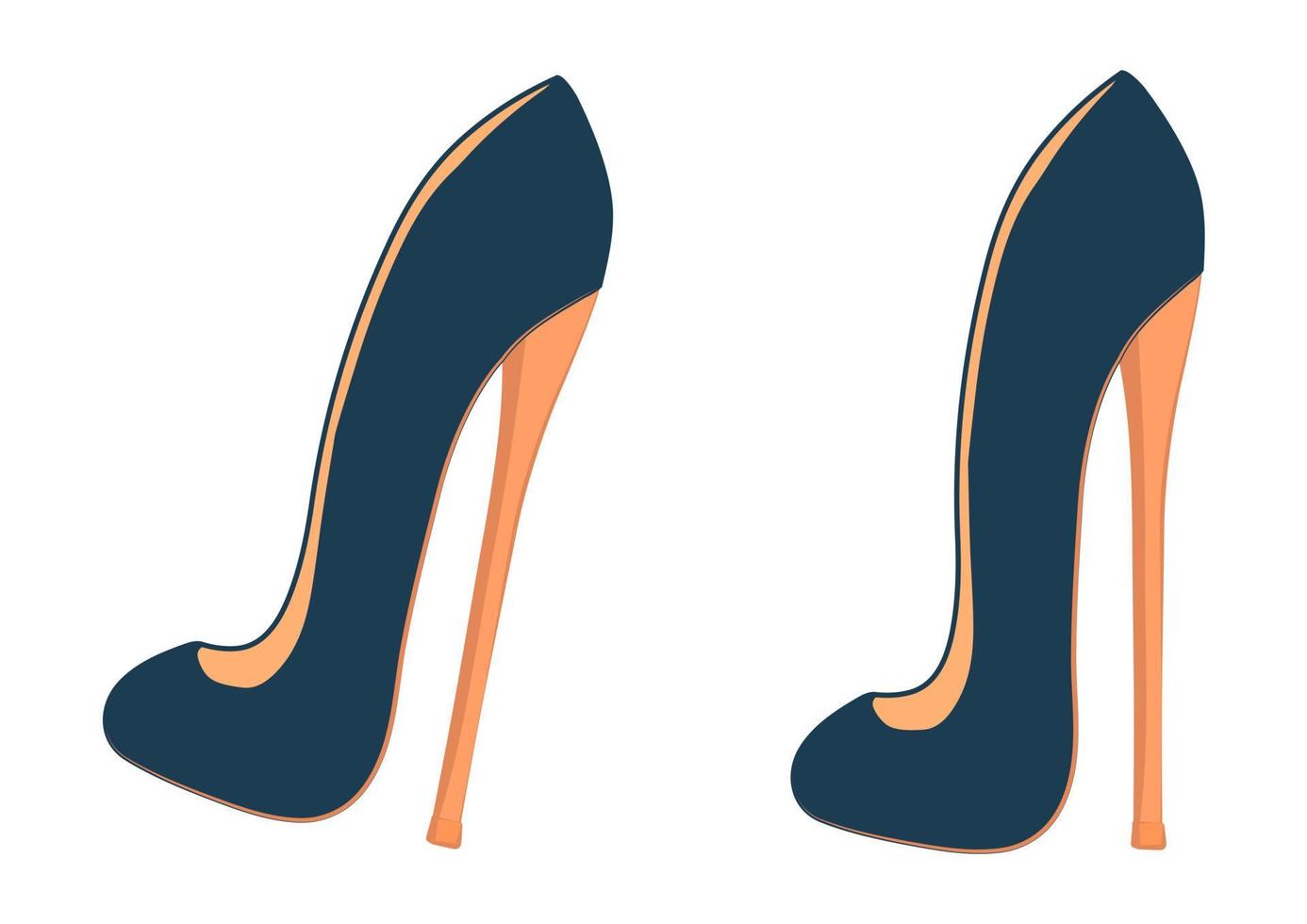 Fashionable women's shoes with heels, stilettos. Women's shoe model. Stylish accessory. Flat style. vector