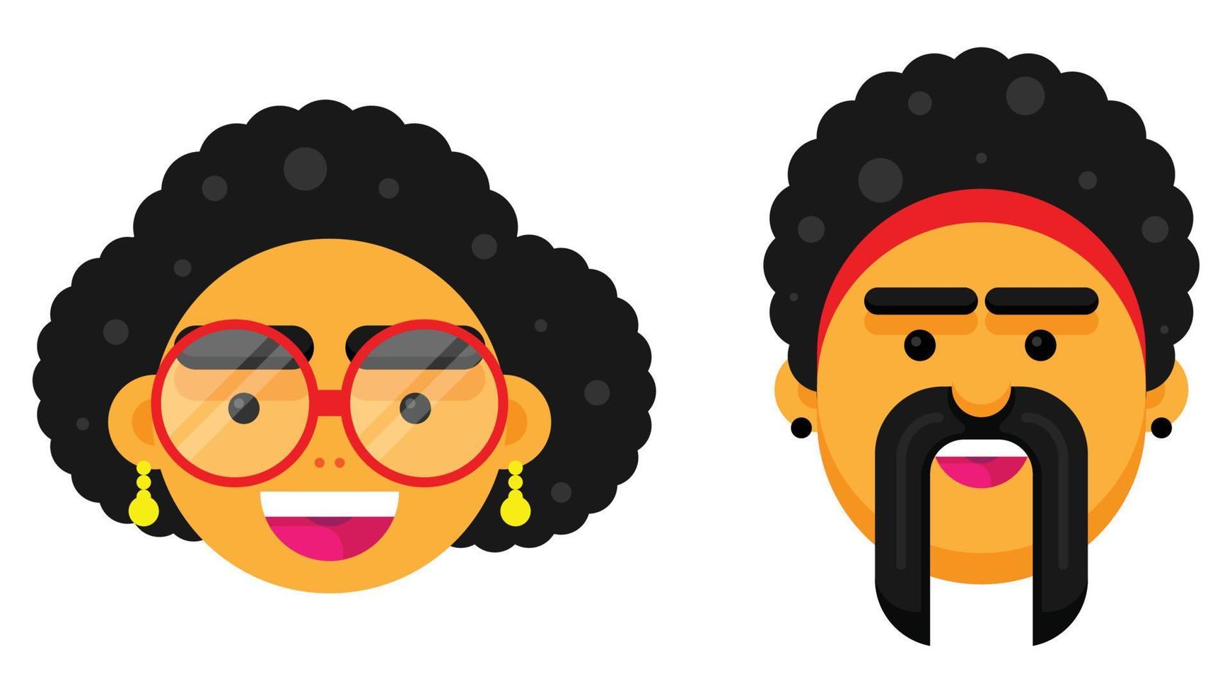 Set of cute couple face. vector