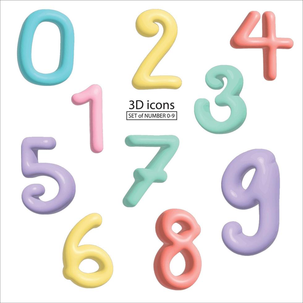Number sign 3D model,pastel color vector