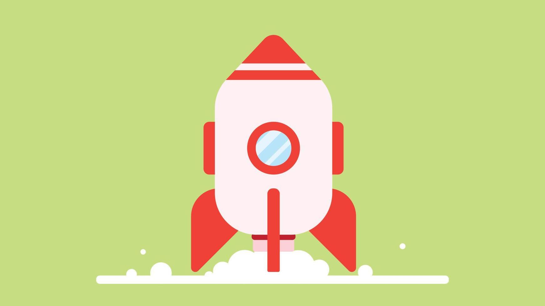 Space rocket launch from ground. Rocket take off concept. Flat design vector illustration