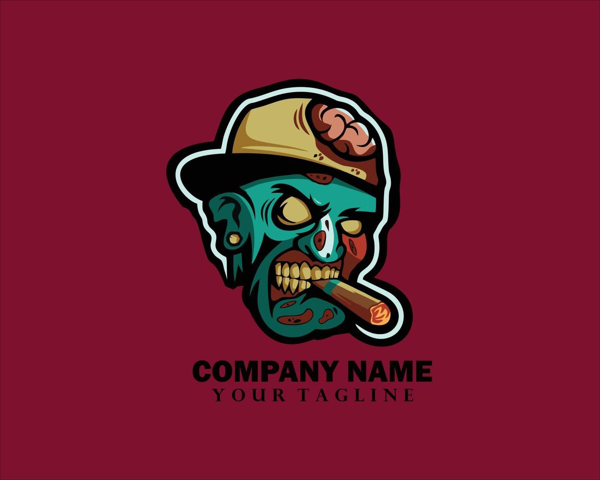 scary looking zombie head illustration vector