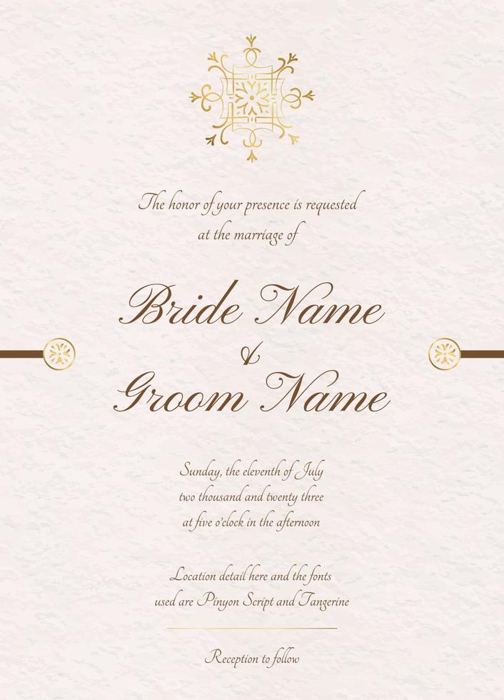 Wedding invitation card classic minimal decorative element design vector