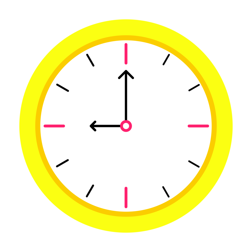 Nine o'clock, time sign design icon png