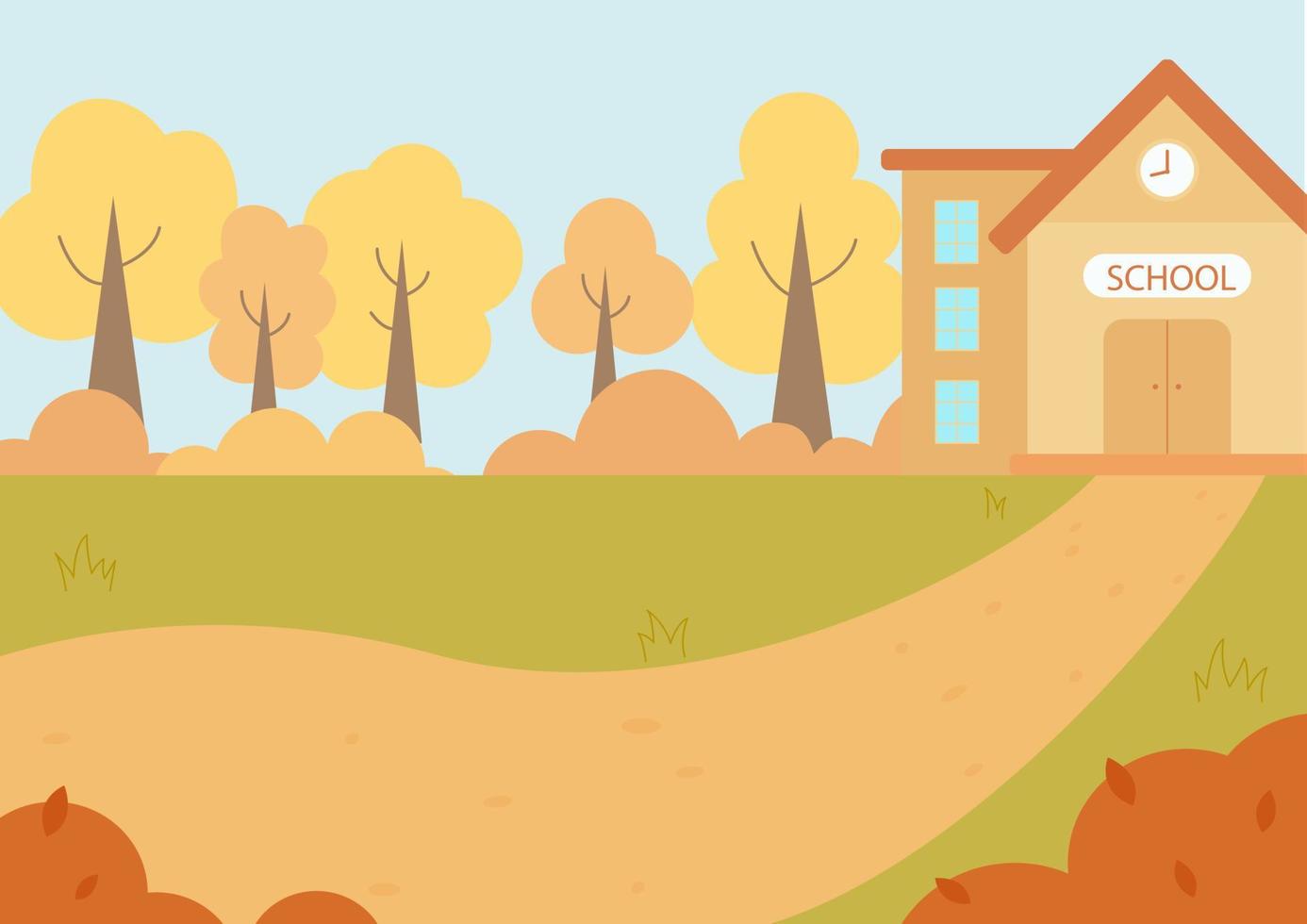 Back to school vector illustration concept. Autumn landscape.