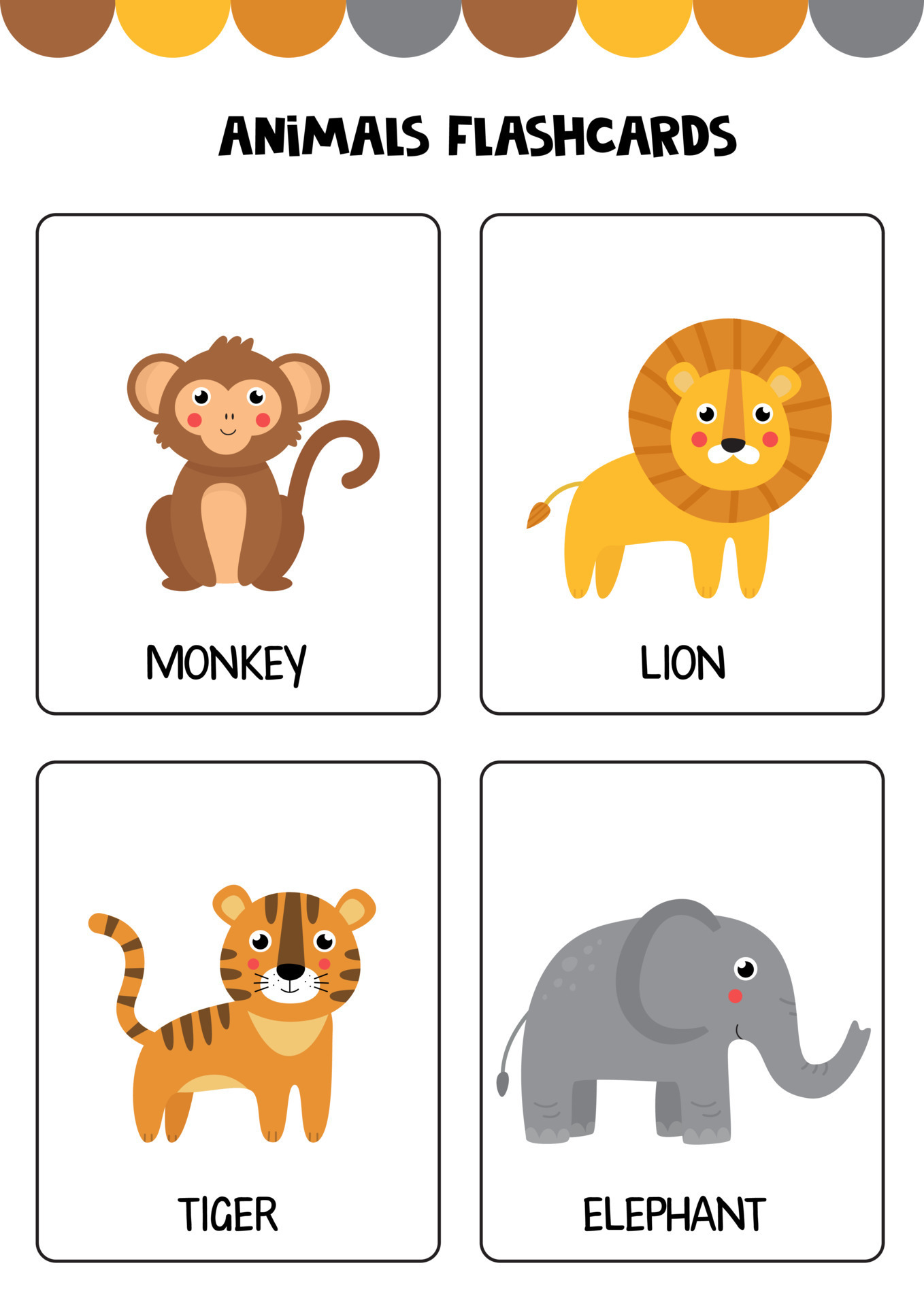 Cute wild animals with names. Flashcards for children. 9826956 Vector Art at Vecteezy Cute wild animals with names. Flashcards for children. 9826956 Vector Art at Vecteezy