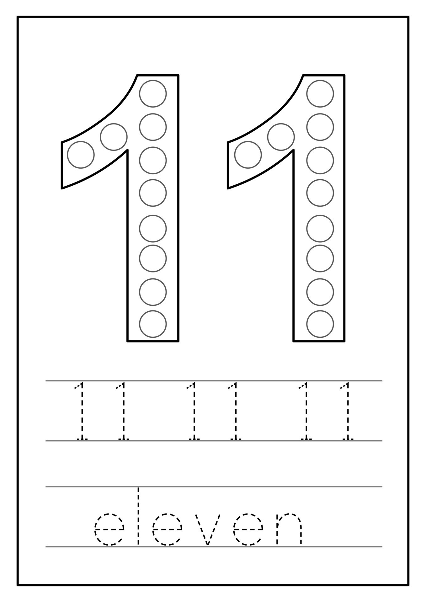 Learning Numbers For Kids Number Eleven Math Worksheet 9826987 
