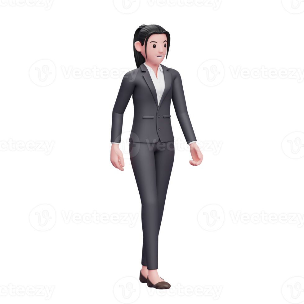 business woman walking wearing formal clothes , 3D render business woman character illustration png