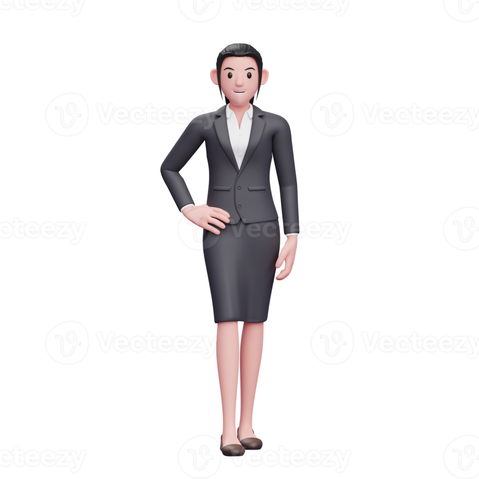 Young Woman Wearing Business Suit, 3D render business woman character illustration png