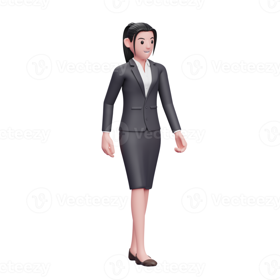 Beautiful Woman In Formal Clothes walking pose, 3D render business woman character illustration png