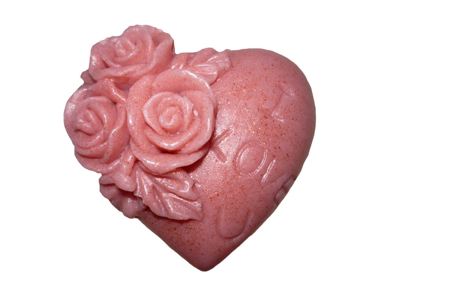 sapone a forma di cuore rosa fatto a mano su sfondo bianco png