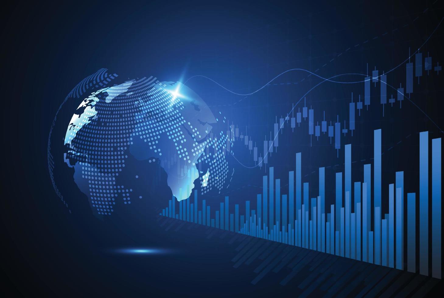 Gráfico del gráfico del palo de la vela del negocio del comercio de inversiones del mercado de valores en el diseño del fondo blanco punto alcista, tendencia del gráfico. ilustración vectorial vector