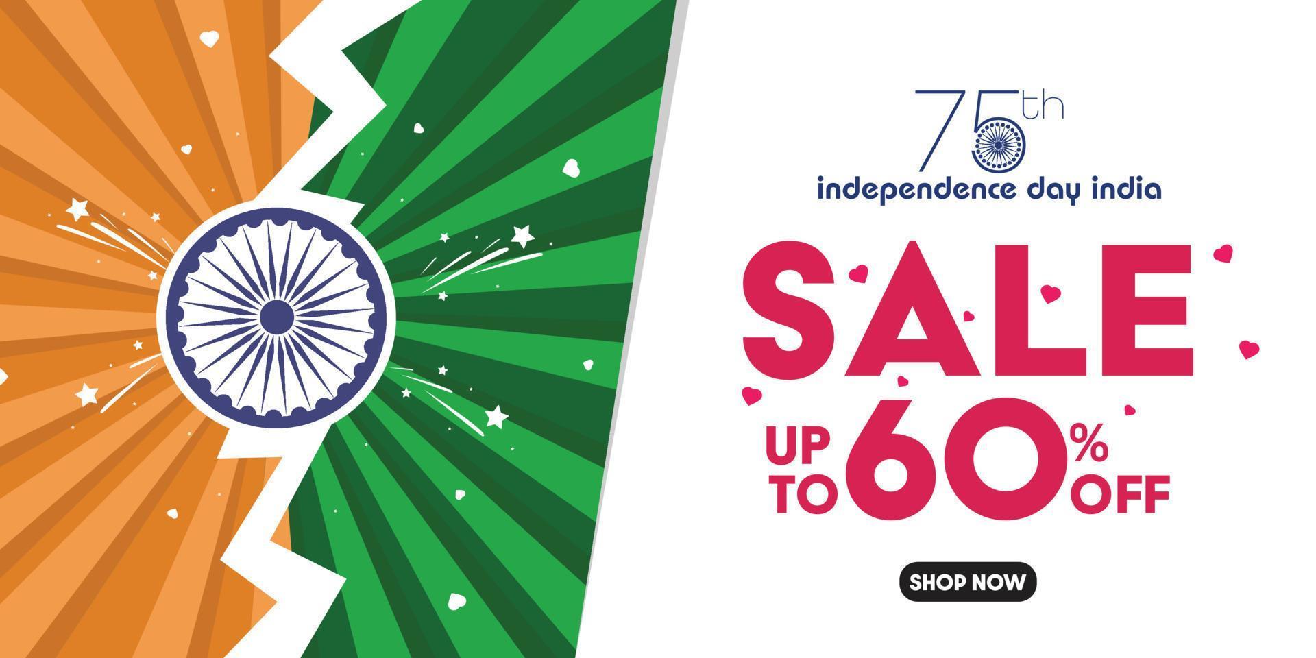 Vector illustration of 75th Happy Independence Day India Offer Design Background.