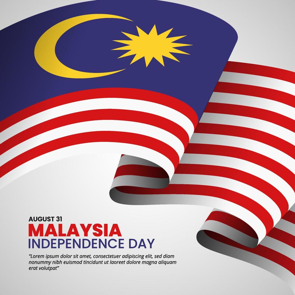 Hari Merdeka Malaysia or Malaysia independence day background with a big waving flag vector