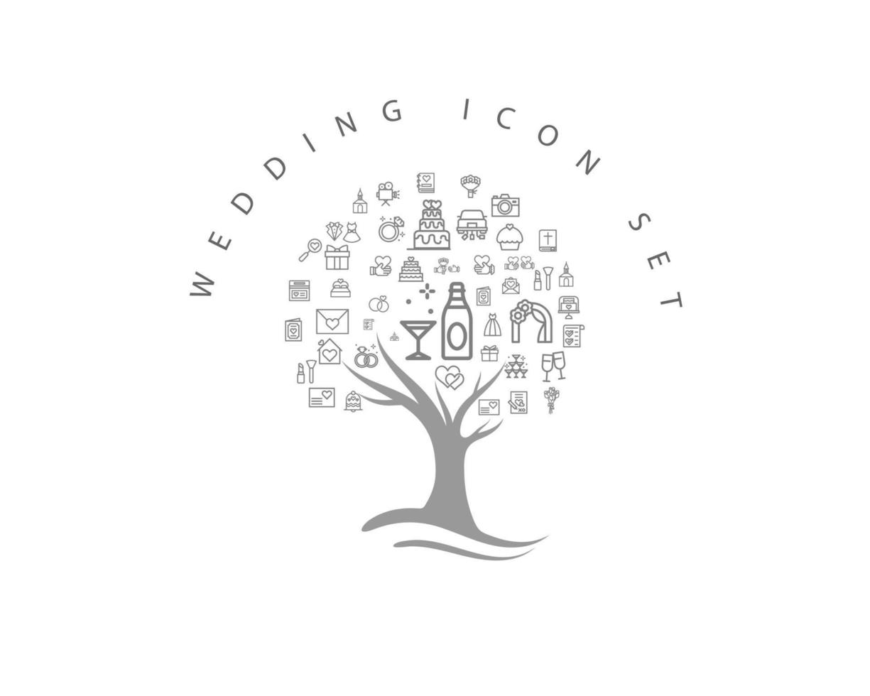 WEDDING ICON SET vector