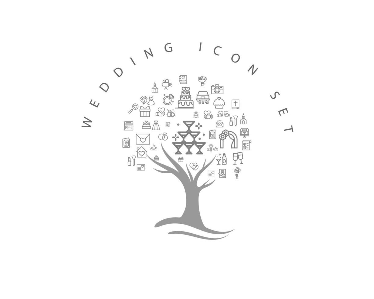 WEDDING ICON SET vector