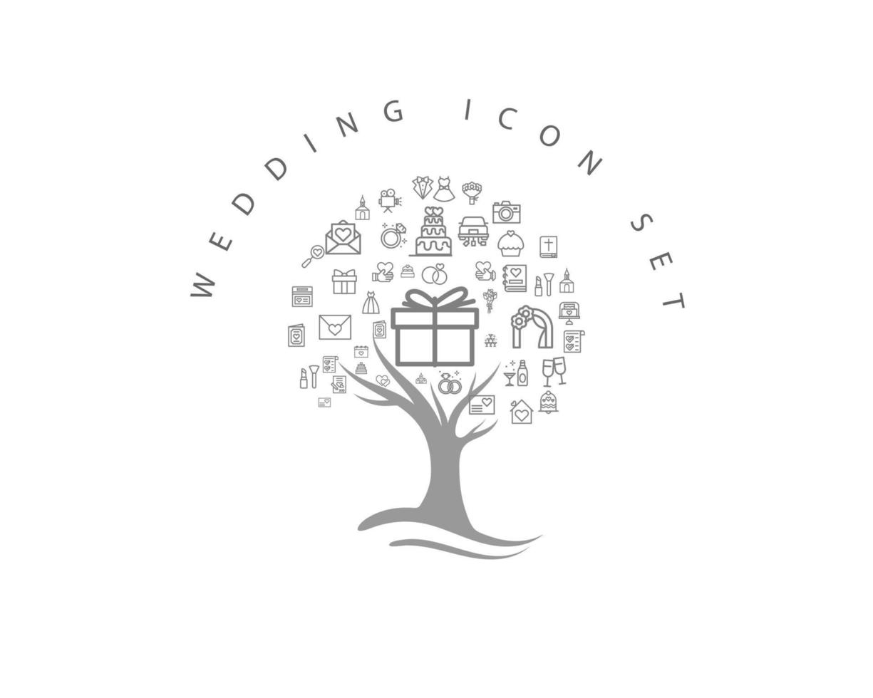 WEDDING ICON SET vector