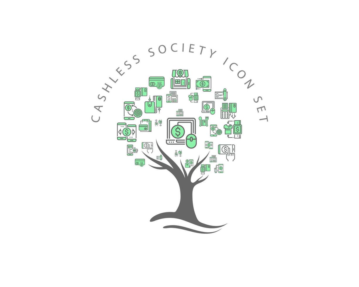 Cashless society icon set design vector